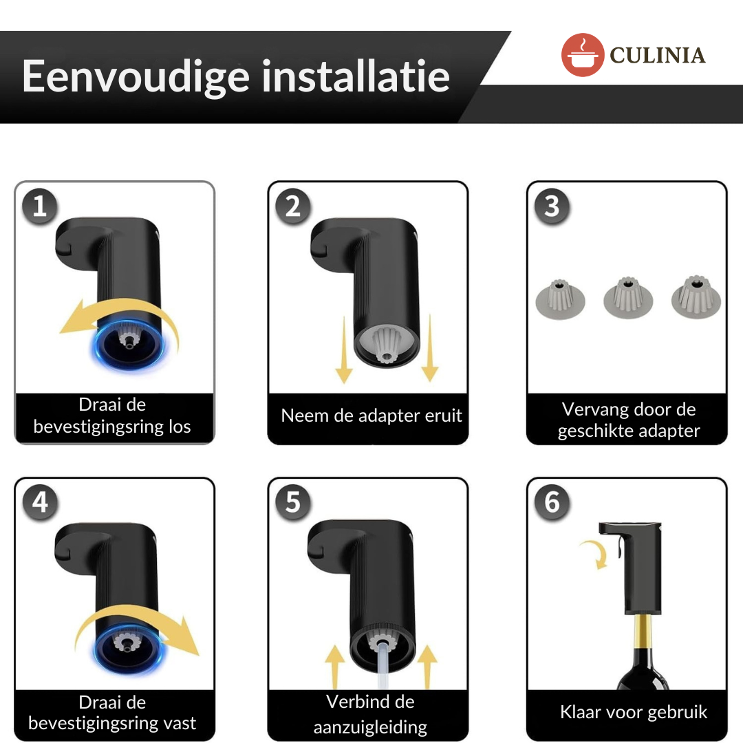 Culinia® Slimme Drank Dispenser met Automatisch Schenksysteem (1–999ml) – Voor Wijn, Whisky & Sterke Dranken | Wijn Beluchting | Luxe Cadeau voor Fijnproevers