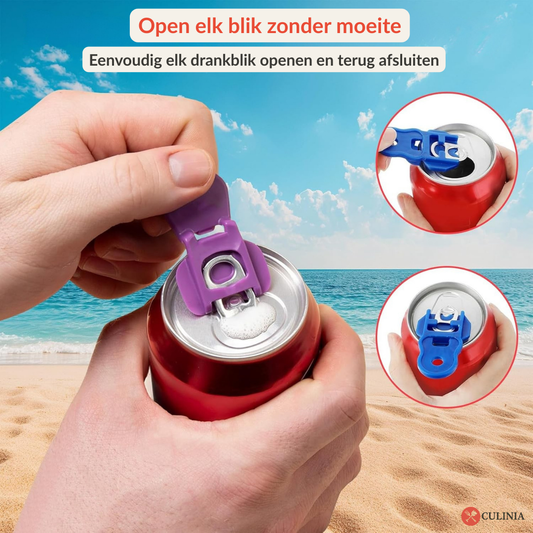 Drankblik opener & afsluit-tool | Open Zonder Kracht, Sluit Hygiënisch Af