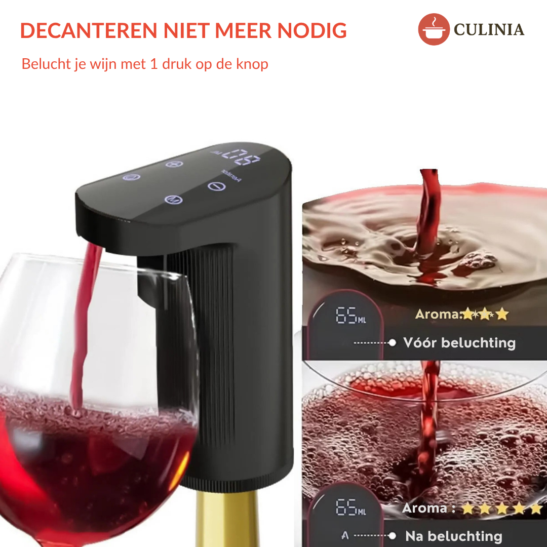 Culinia® Slimme Drank Dispenser met Automatisch Schenksysteem (1–999ml) – Voor Wijn, Whisky & Sterke Dranken | Wijn Beluchting | Luxe Cadeau voor Fijnproevers