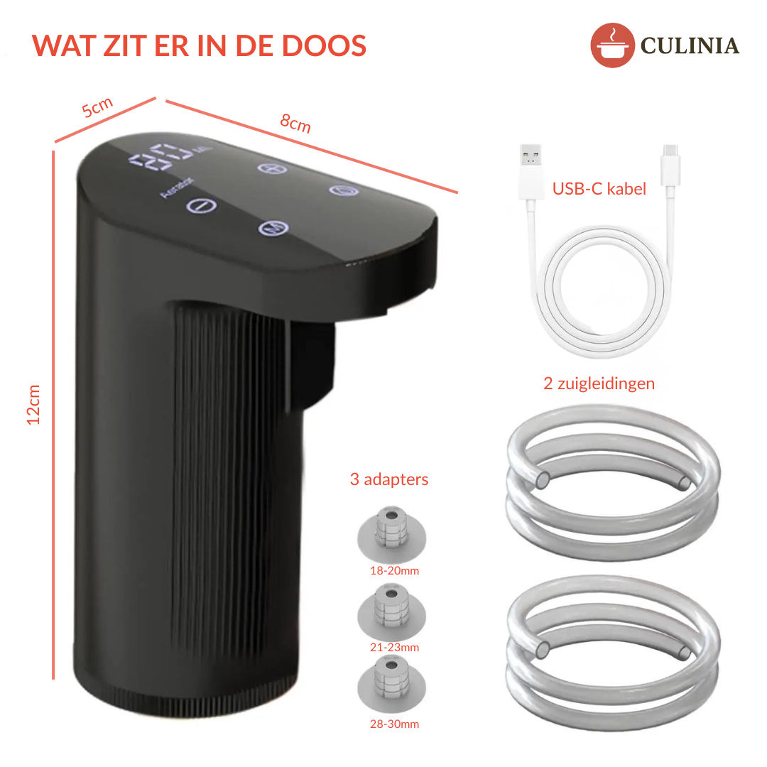Culinia® Slimme Drank Dispenser met Automatisch Schenksysteem (1–999ml) – Voor Wijn, Whisky & Sterke Dranken | Wijn Beluchting | Luxe Cadeau voor Fijnproevers