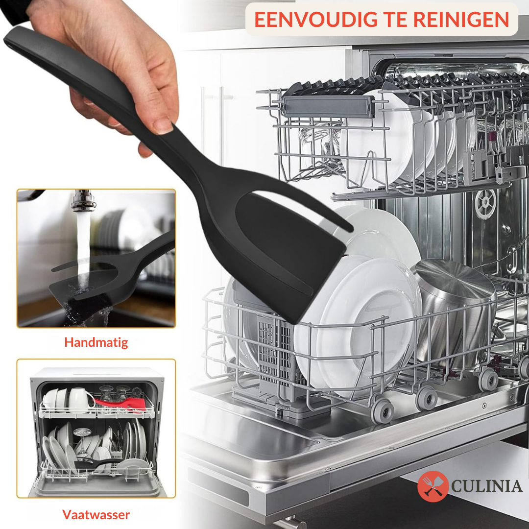 Culinia® 2-in-1 Grip Flip Spatel Tang – Perfect voor Eieren, Pannenkoeken & Vis