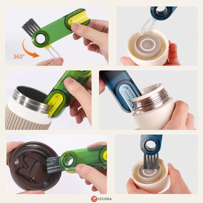 Compacte 3-in-1 Borstel – Ideaal voor drinkbekers, flessen & keukenaccessoires