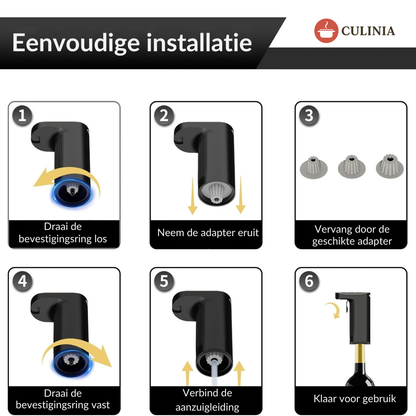 Culinia® Slimme Drank Dispenser met Automatisch Schenksysteem (1–999ml) – Voor Wijn, Whisky & Sterke Dranken | Wijn Beluchting | Luxe Cadeau voor Fijnproevers