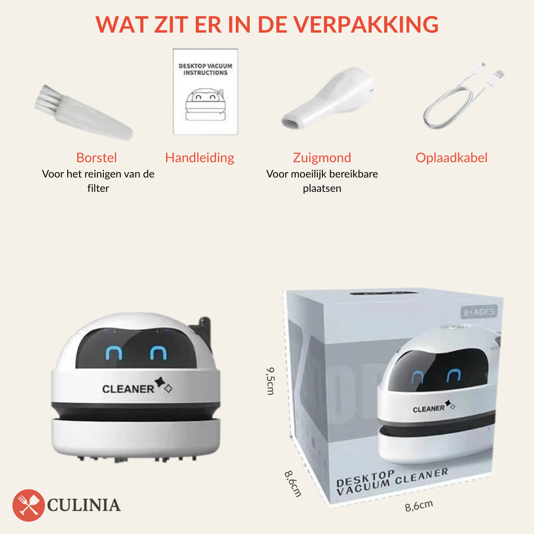 CleanMate™ – Mini Tafel- & Toetsenbordstofzuiger | Compact & Razendsnel