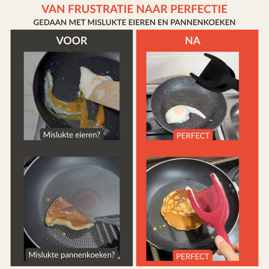 Culinia® 2-in-1 Grip Flip Spatel Tang – Perfect voor Eieren, Pannenkoeken & Vis